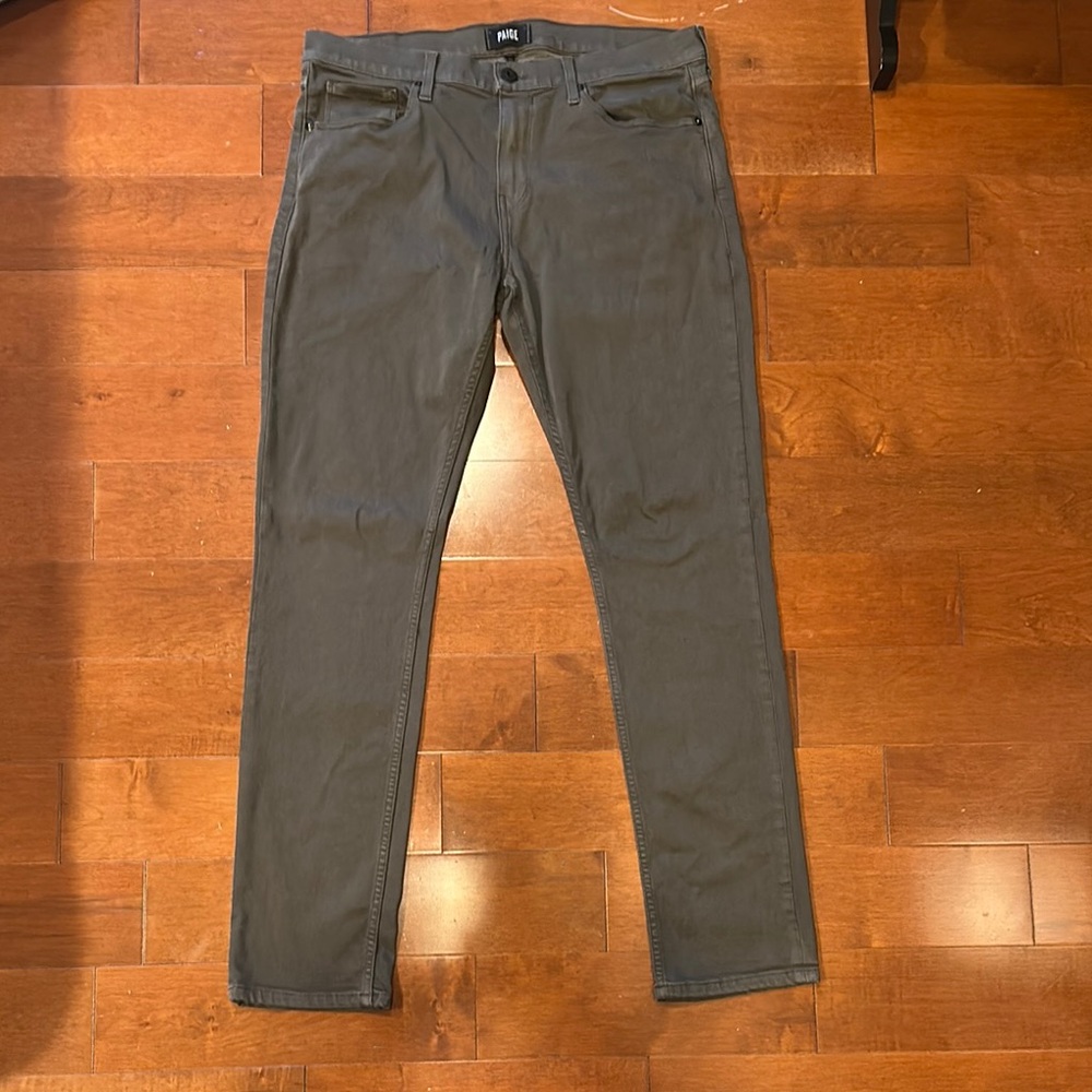 PAIGE Lennox Jeans Olive Green Size 34